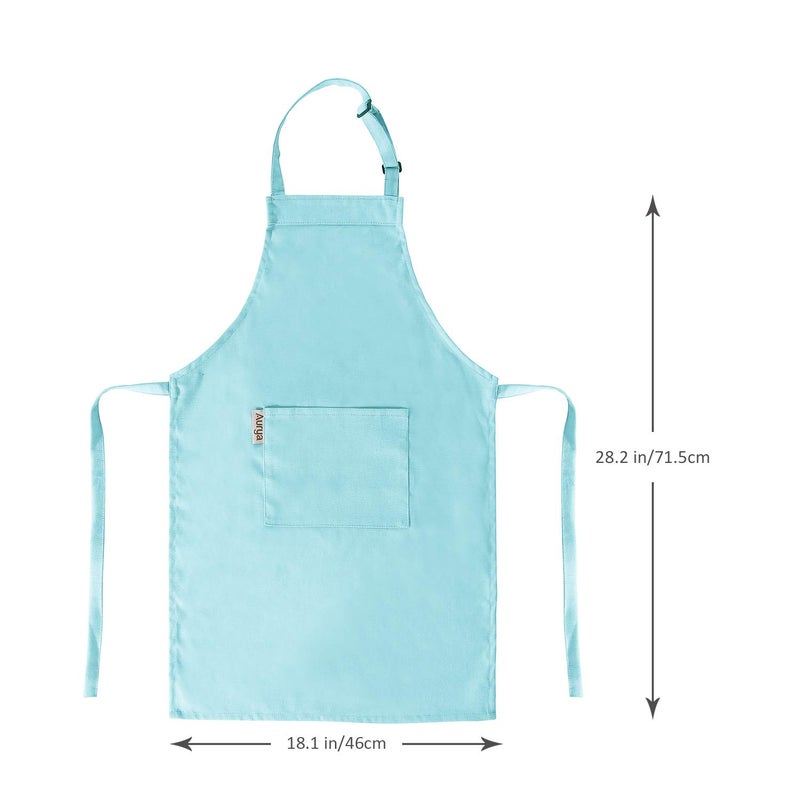 Aurya Kids Apron and Chef Hat Set-Adjustable Child Apron for Boys and Girls for Cooking Baking Light Blue - Image 4